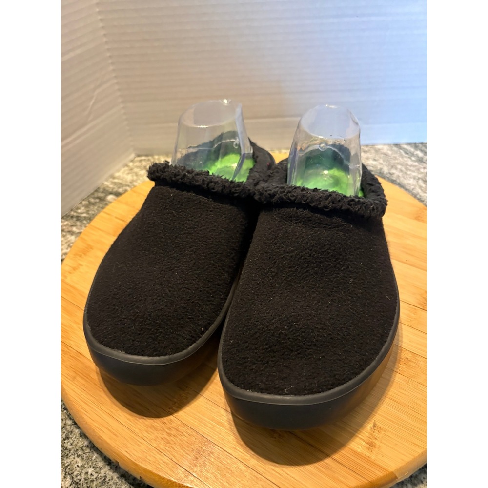 Oofos OOCozee Black Sherpa Lined Recovery Mules Mens 9.5 Clogs 11012024-13‎